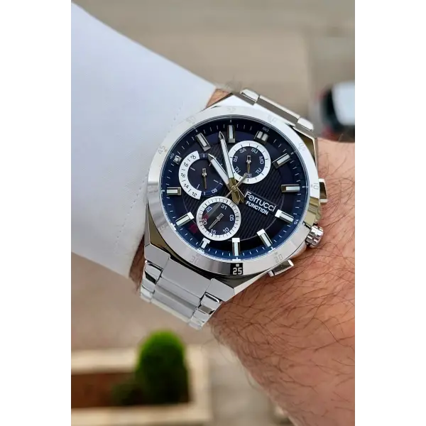 Kadranı Lacivert Kordonu Gümüş Renk 42 mm İç Göstergeleri Aktif Erkek Kol Saati