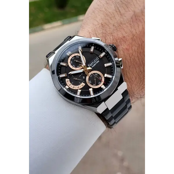 Kasası Gümüş Kordonu Siyah Renk 42 mm İç Göstergeleri Aktif Erkek Kol Saati