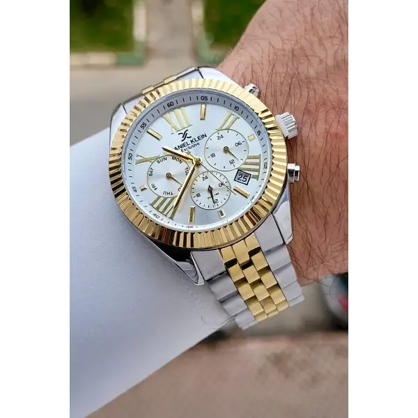 Gold Gümüş Renk 42 mm İç Göstergeleri Aktif Erkek Kol Saati