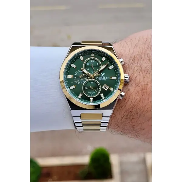 Kadranı Yeşil Kordonu Gold Gümüş Renk 43 mm İç Göstergeleri Aktif Erkek Kol Saati