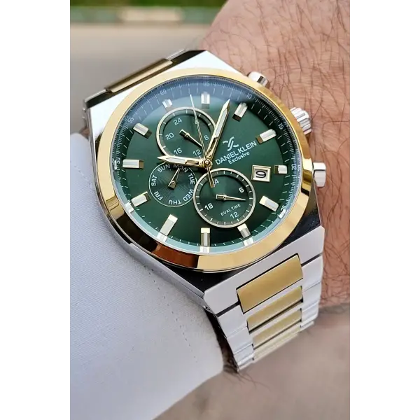 Kadranı Yeşil Kordonu Gold Gümüş Renk 43 mm İç Göstergeleri Aktif Erkek Kol Saati