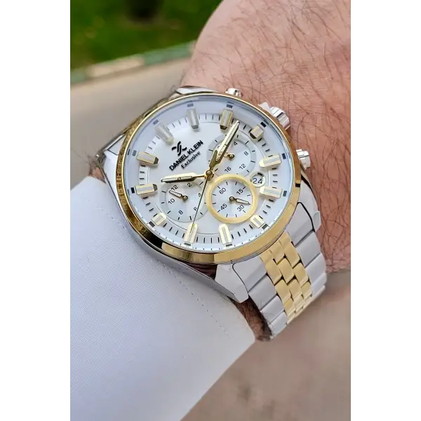 Gold Gümüş Renk 43 mm Erkek Kol Saati