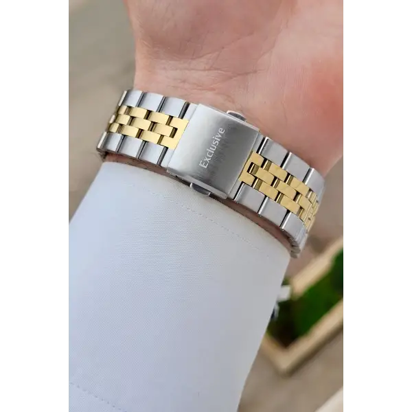 Gold Gümüş Renk 43 mm Erkek Kol Saati