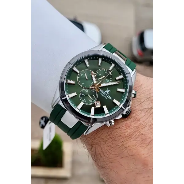 Kasası Gümüş Kordonu Yeşil Renk 46 mm İç Göstergeleri Aktif Erkek Kol Saati