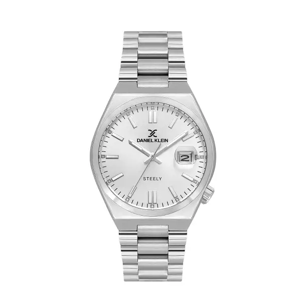 Gümüş Renk 40 mm Kristal Cam Çelik Metaryel Erkek Kol Saati