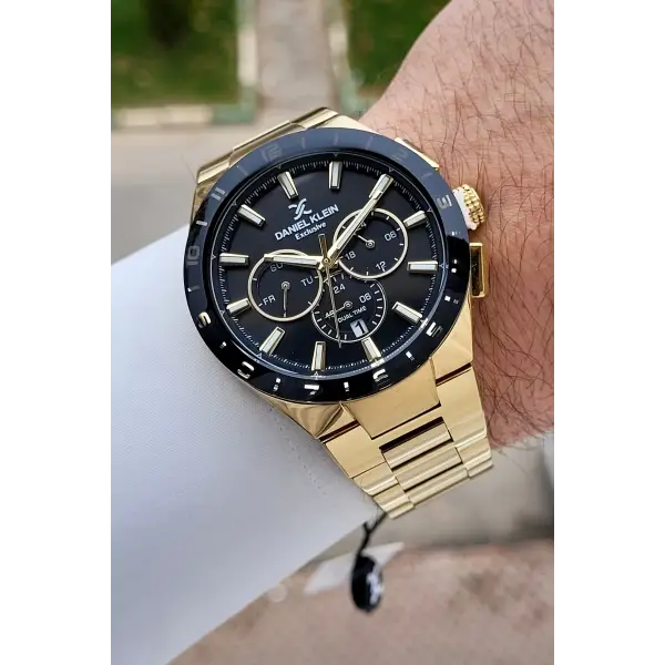 Kadranı Siyah Kordonu Gold Renk 44 mm İç Göstergeleri Aktif Erkek Kol Saati