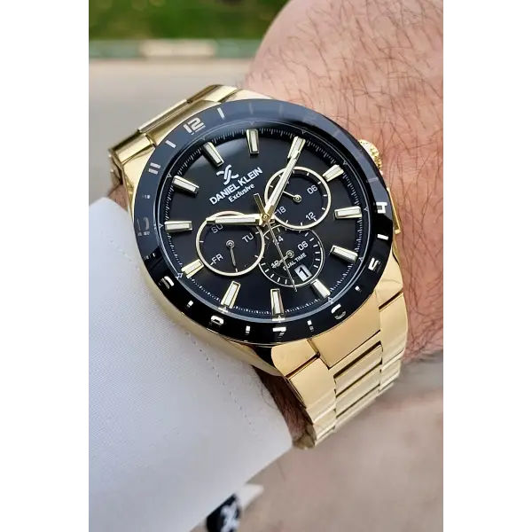 Kadranı Siyah Kordonu Gold Renk 44 mm İç Göstergeleri Aktif Erkek Kol Saati