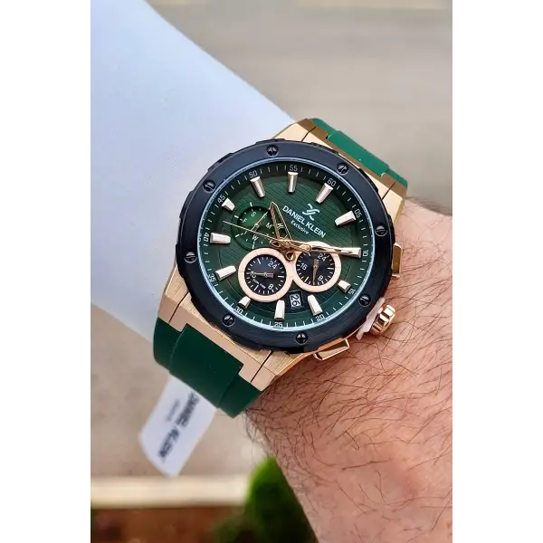 Kasası Rose Kordonu Yeşil Renk 44 mm İç Göstergeleri Aktif Takvimli Erkek Kol Saati