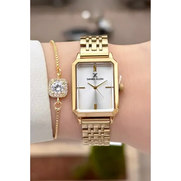 Gold Renk Kadın Kol Saati ve Hediye Bileklik