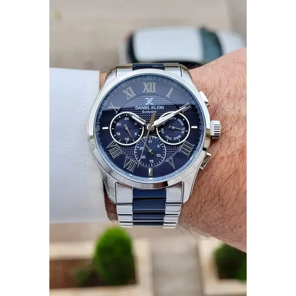 Lacivert Gümüş Renk Göstergeleri Aktif Hediye Paketli 45 Mm Erkek Kol Saati