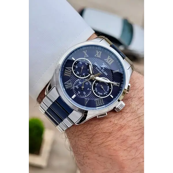 Lacivert Gümüş Renk Göstergeleri Aktif Hediye Paketli 45 Mm Erkek Kol Saati