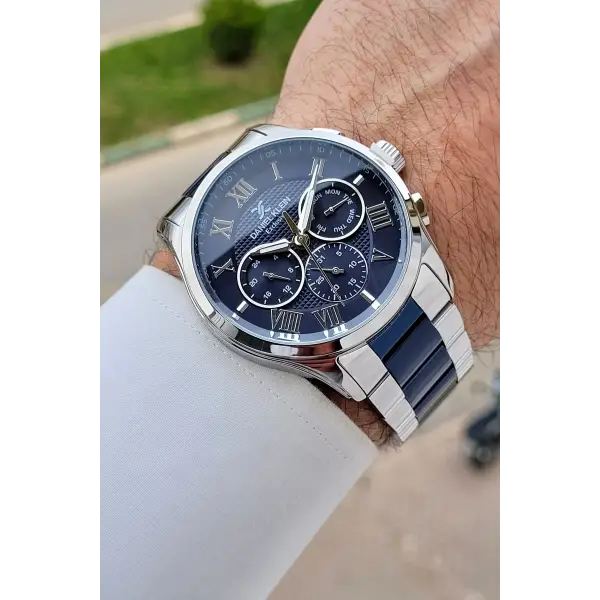 Lacivert Gümüş Renk Göstergeleri Aktif Hediye Paketli 45 Mm Erkek Kol Saati