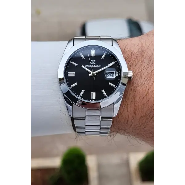 Kadranı Siyah Kordonu Gümüş Renk 5 ATM Hediye Paketli 42 mm Erkek Kol Saati