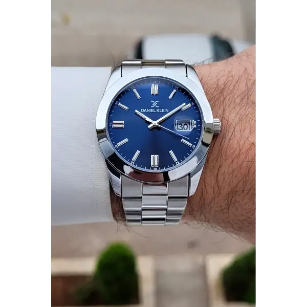 Kadranı Lacivert Kordonu Gümüş Renk 5 ATM Hediye Paketli 42 mm Erkek Kol Saati