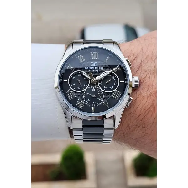 Siyah Gümüş Renk İç Göstergeleri Aktif Fonksiyonlu 45 mm Erkek Kol Saati