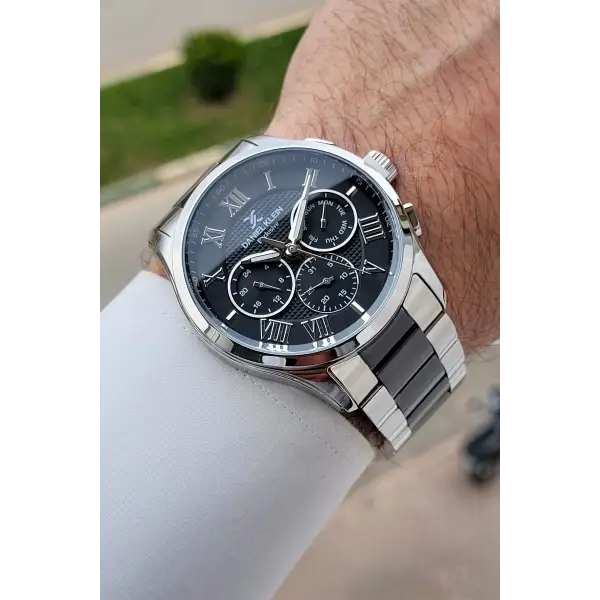 Siyah Gümüş Renk İç Göstergeleri Aktif Fonksiyonlu 45 mm Erkek Kol Saati