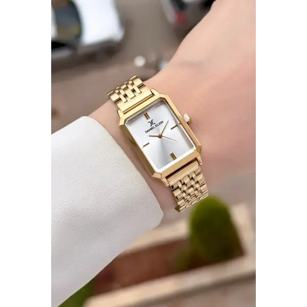 Gold Renk 23 mm Kadın Kol Saati ve Hediye Bileklik