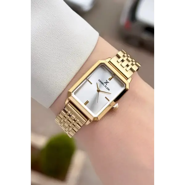 Gold Renk 23 mm Kadın Kol Saati ve Hediye Bileklik