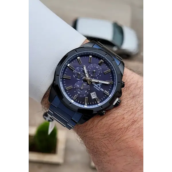 Kasası Siyah Kordonu Lacivert Renk 46 Mm İç Göstergeleri Aktif Fonksiyonlu Erkek Kol Saati