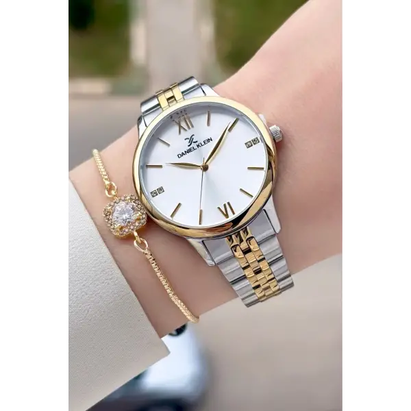 Gold Gümüş Renk 35 Mm Hediye Paketli Kadın Kol Saati Ve Bileklik