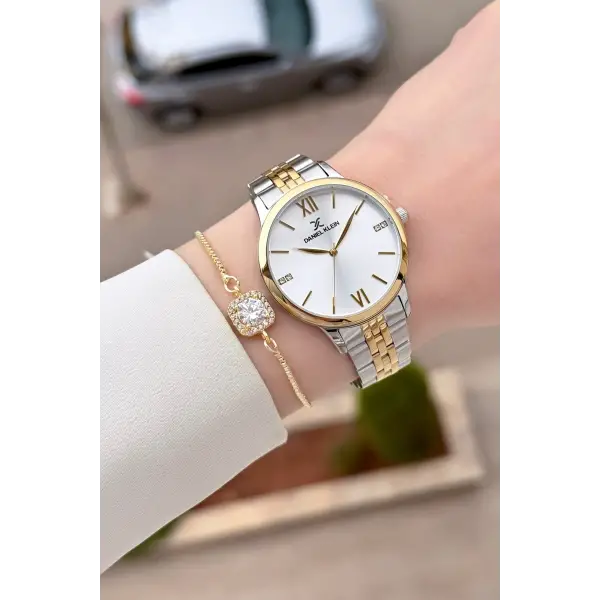 Gold Gümüş Renk 35 Mm Hediye Paketli Kadın Kol Saati Ve Bileklik