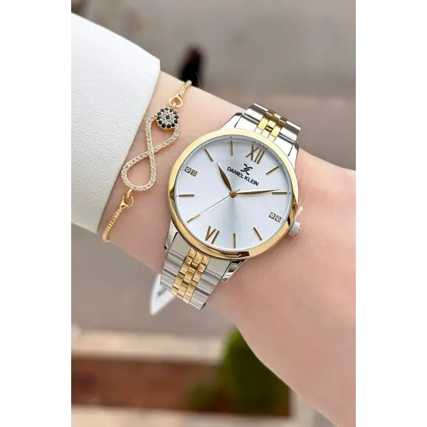 Gold Gümüş Renk Kadın Kol Saati Ve Bileklik