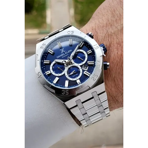 Kadranı Lacivert Kordonu Gümüş Renk 44 mm İç Göstergeleri Aktif Erkek Kol Saati