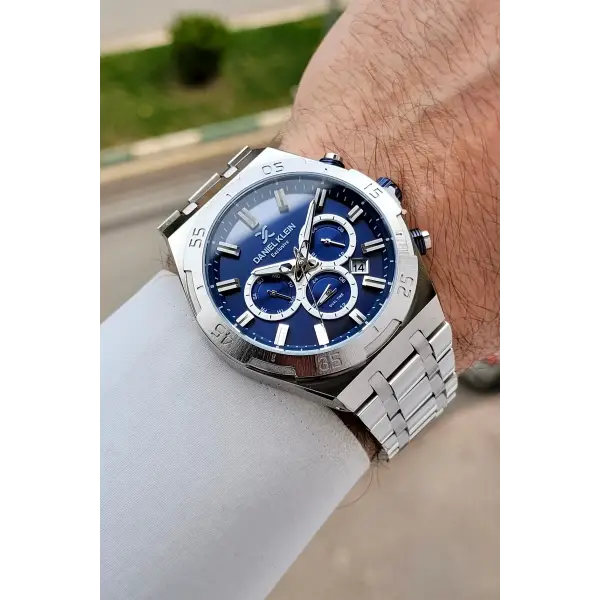 Kadranı Lacivert Kordonu Gümüş Renk 44 mm İç Göstergeleri Aktif Erkek Kol Saati