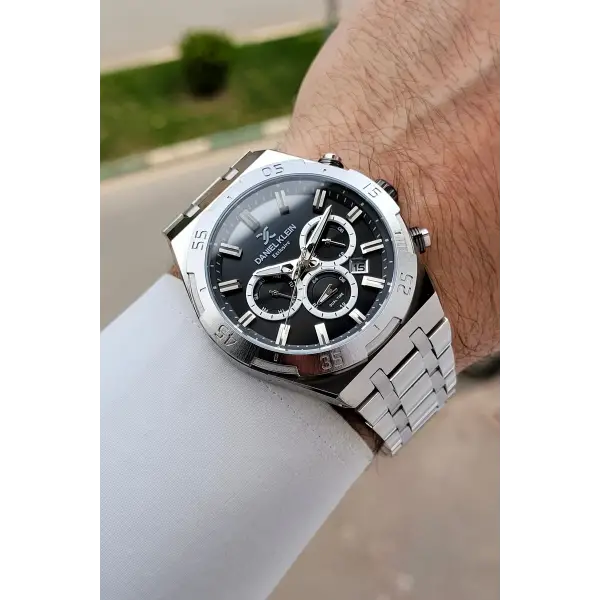 Kadranı Siyah Kordonu Gümüş Renk 44 mm İç Göstergeleri Aktif Erkek Kol Saati