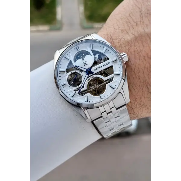 Gümüş Renk Otomatik 43 mm İç Göstergeleri Aktif Erkek Kol Saati