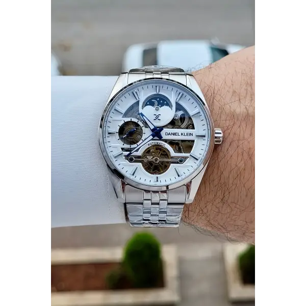 Gümüş Renk Otomatik 43 mm İç Göstergeleri Aktif Erkek Kol Saati