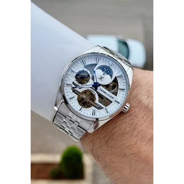 Gümüş Renk Otomatik 43 mm İç Göstergeleri Aktif Erkek Kol Saati