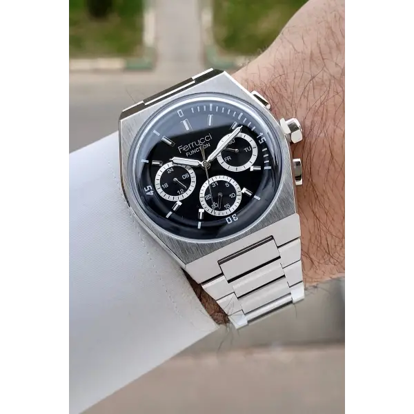 Kadranı Siyah Kordonu Gümüş Renk 41 Mm İç Göstergeleri Aktif Erkek Kol Saati