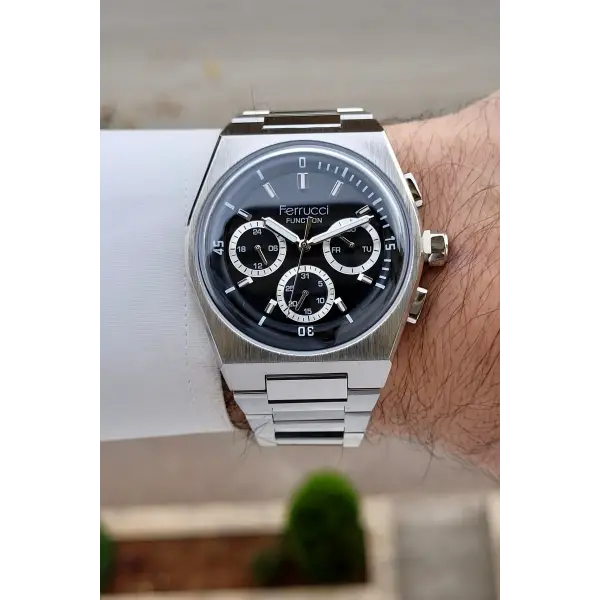 Kadranı Siyah Kordonu Gümüş Renk 41 Mm İç Göstergeleri Aktif Erkek Kol Saati