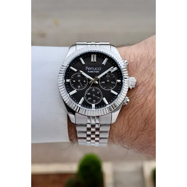 Kadranı Siyah Kordonu Gümüş Renk 40 Mm İç Göstergeleri Aktif Erkek Kol Saati