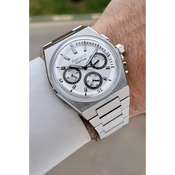 Gümüş Renk 41 Mm İç Göstergeleri Aktif Erkek Kol Saati