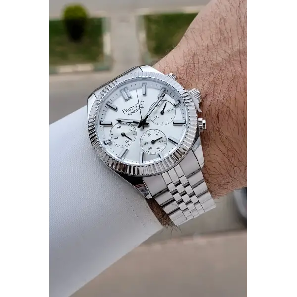 Gümüş Renk 40 Mm İç Göstergeleri Aktif Erkek Kol Saati