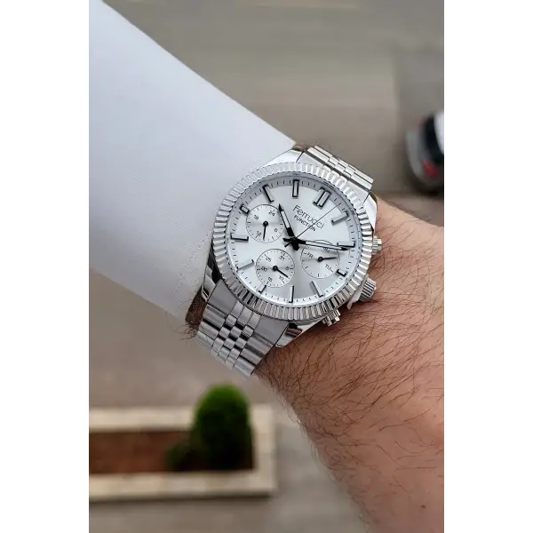 Gümüş Renk 40 Mm İç Göstergeleri Aktif Erkek Kol Saati