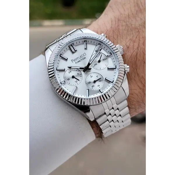 Gümüş Renk 40 Mm İç Göstergeleri Aktif Erkek Kol Saati