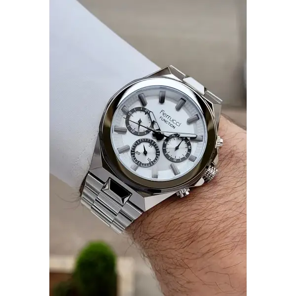 Gümüş Renk 43 Mm İç Göstergeleri Aktif Erkek Kol Saati