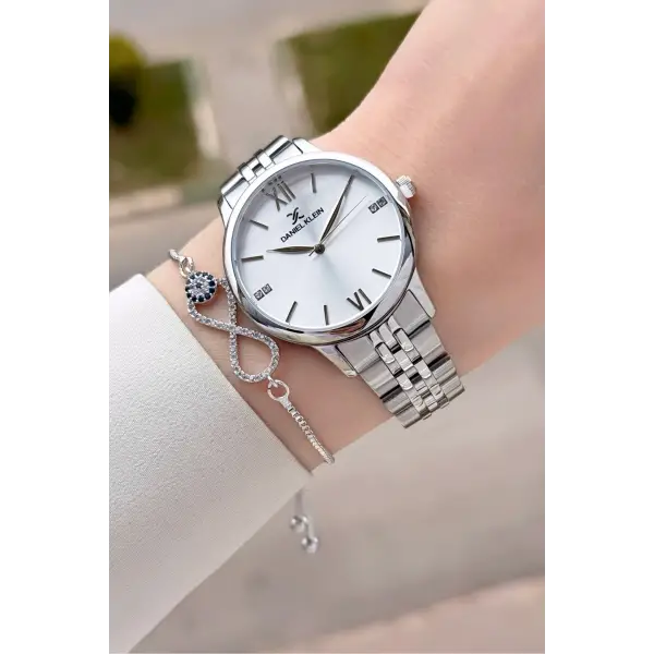 Gümüş Renk 35 mm Hediye Paketli Kadın Kol Saati ve Bileklik