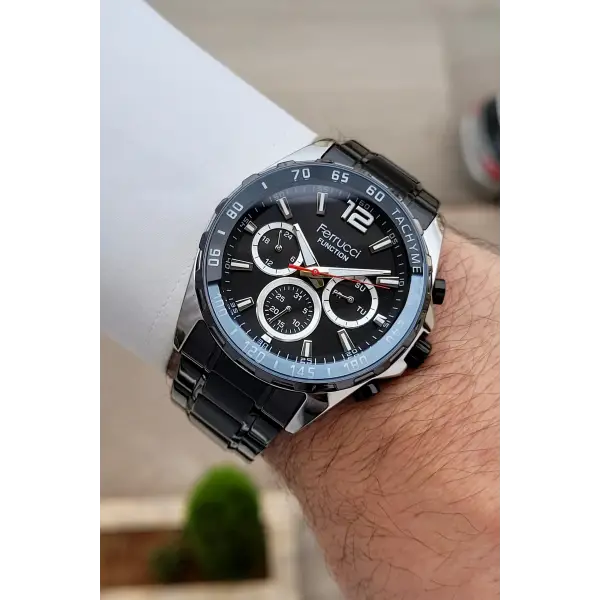 Kasası Gümüş Kordonu Siyah Renk 44 mm İç Göstergeleri Aktif Erkek Kol Saati