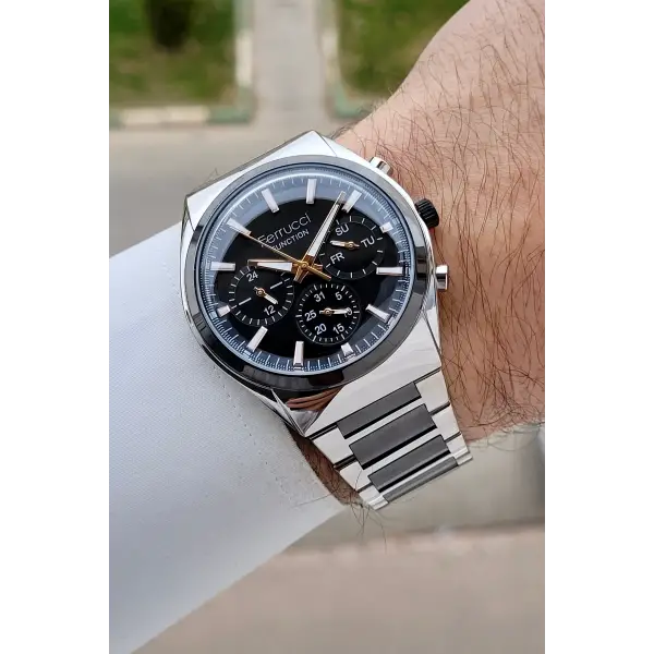 Siyah Gümüş Renk 42 mm İç Göstergeleri Aktif Erkek Kol Saati