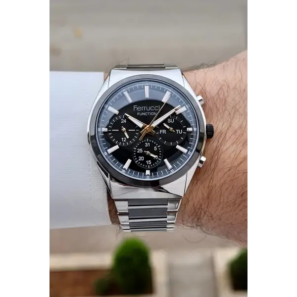 Siyah Gümüş Renk 42 mm İç Göstergeleri Aktif Erkek Kol Saati