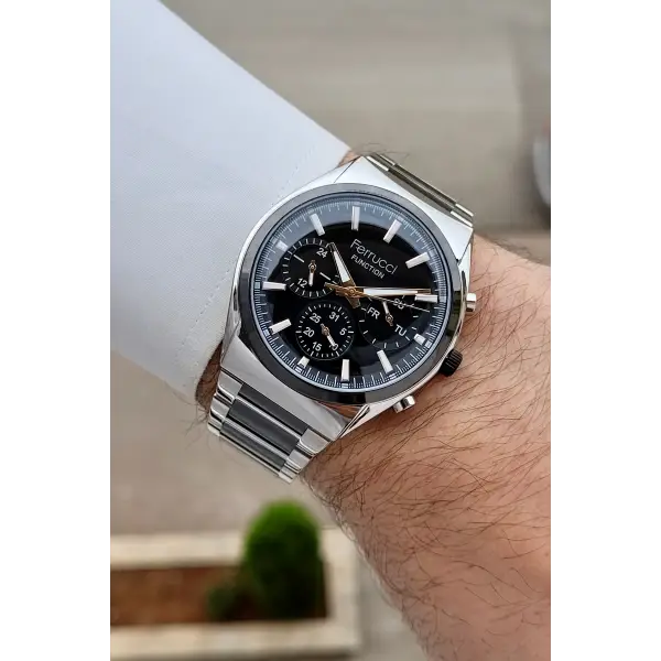 Siyah Gümüş Renk 42 mm İç Göstergeleri Aktif Erkek Kol Saati