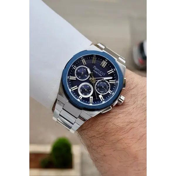 Kadranı Lacivert Kordonu Gümüş Renk 42 mm İç Göstergeleri Aktif Erkek Kol Saati