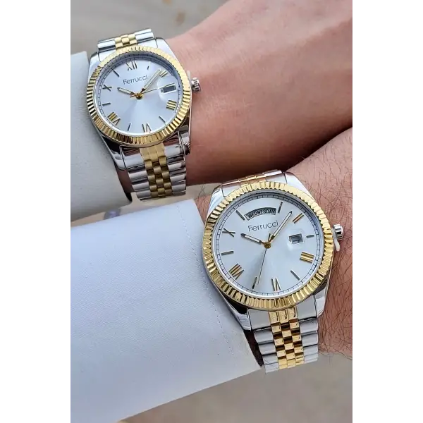 Gold Gümüş Renk Sevgili Çift Kol Saati STISTE15