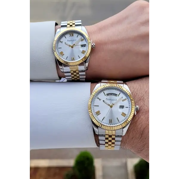 Gold Gümüş Renk Sevgili Çift Kol Saati STISTE15