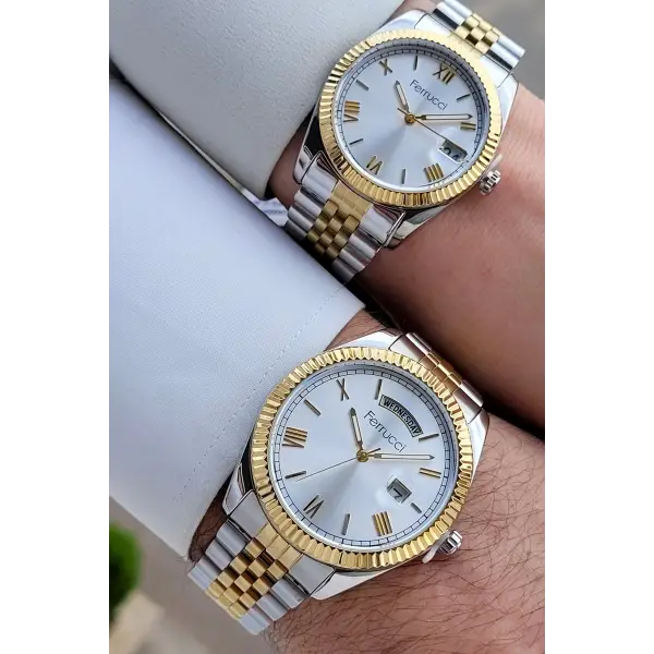 Gold Gümüş Renk Sevgili Çift Kol Saati STISTE15