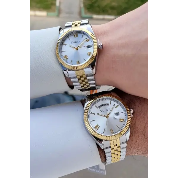 Gold Gümüş Renk Sevgili Çift Kol Saati STISTE15